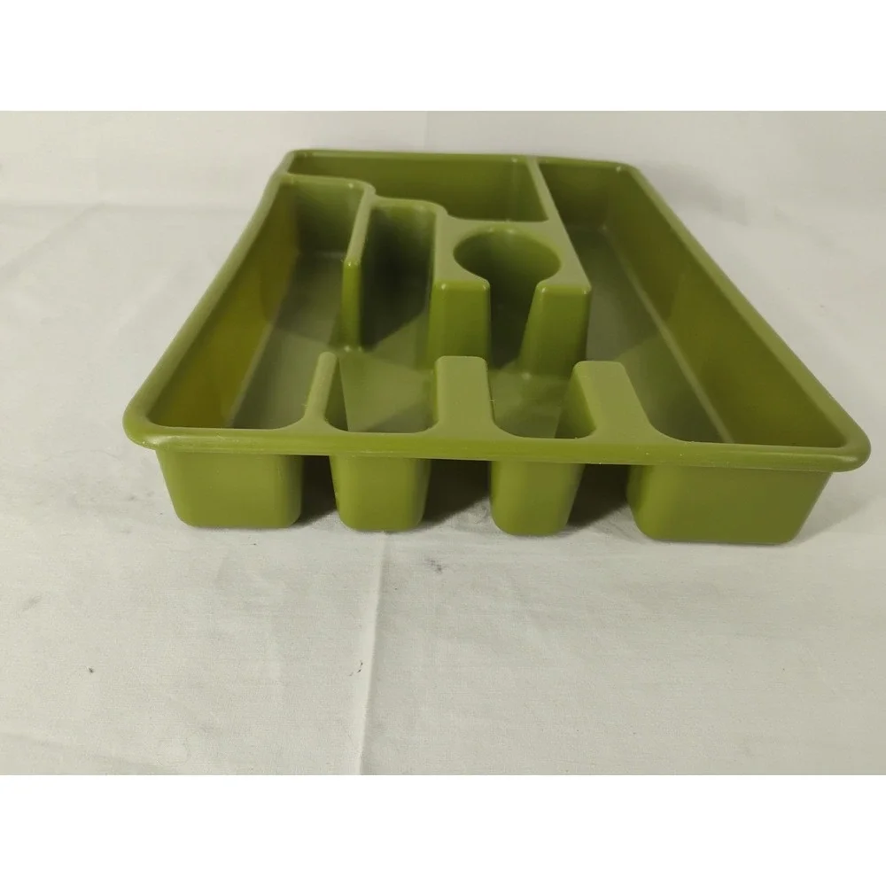 VTG MCM Rubbermaid‎ 2921 Avocado Green Silverware Tray Drawer Utensil Organizer